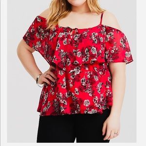 Torrid floral cold shoulder top